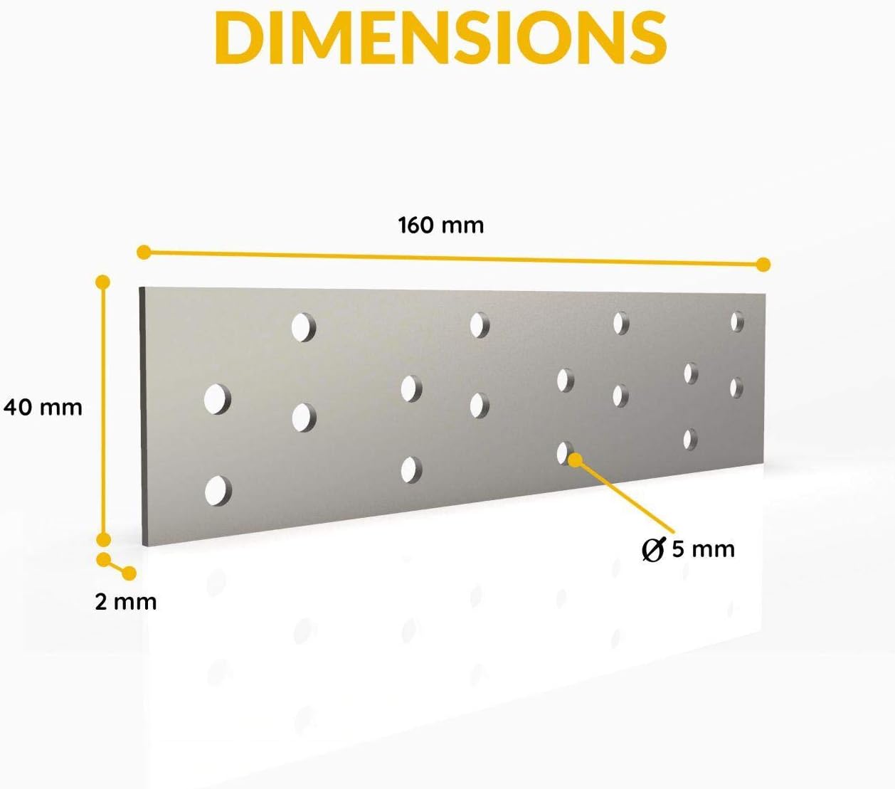 10 PK Galvanised Steel Timber Joining Plate with Wood Screws 160x40x2.0mm, Silver - Image 4