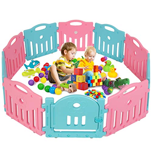 Baby Playpen Play Yard Safety Kids Infants Home Indoor 10 Panel Baby Fence with Door
