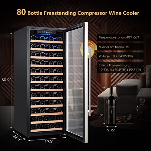 Kalamera 80 Bottle Freestanding Compressor Wine CoolerStainless Steel