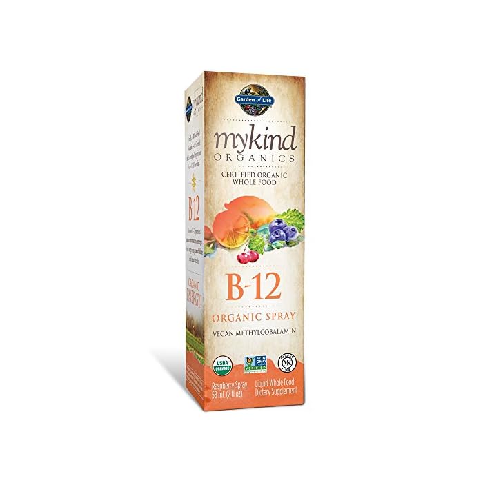 Garden of Life B12 Vitamin - mykind Organic Whole Food B-12 for Metabolism and Energy, Raspberry, 2oz Liquid