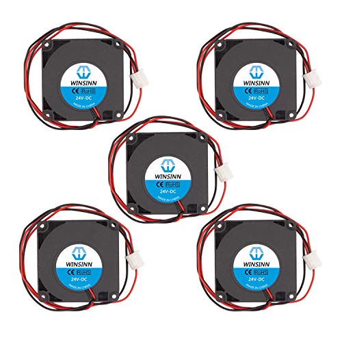 WINSINN Blower Fan 24V 40mm Turbine Turbo Fan 40x10mm 4010 DC Brushless Hydraulic Bearing Cooling for 3D Printer Extruder Hotend - 2Pin 0.06A 1.44W 7000+-5% RPM (Pack of 5Pcs)