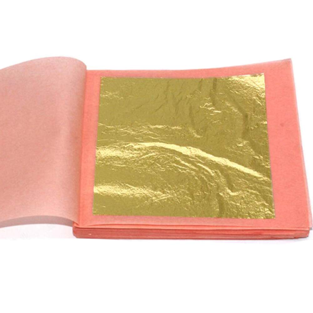 1Set (4.33x4.33CM) Edible Gold Leaf Sheets Pure Gold Foil Luxury Gold Leaf Sheets for Cocktail Cake Baking Ice Cream Food Decoration Makeup Gilding Decoration Skin Care Health Spa (10 Sheets)