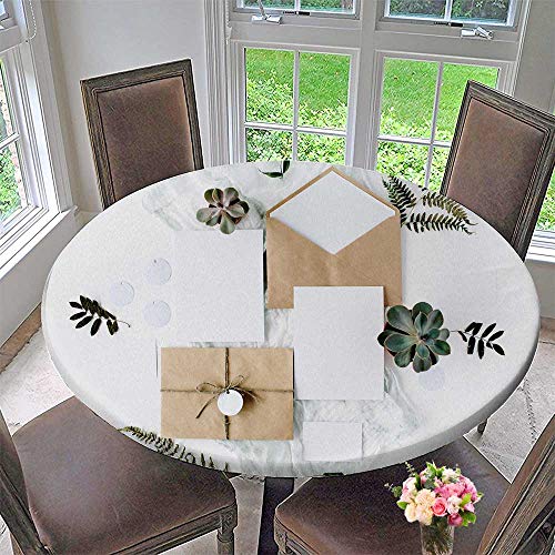 Chateau Easy-Care Cloth Tablecloth Flat Lay workspace wedd Invitation Cards Craft envelopes Pink for Home, Party, Wedding 47.5"-50" Round (Elastic Edge)