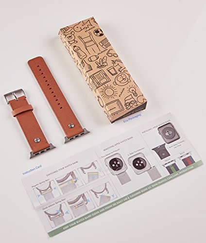 [Upgraded] Truffol 22mm Genuine Leather Band for Apple Watch 42mm, Samsung Gear S3 Frontier & Classic, Huawei Watch 2 Classic - Quick Release Strap Wristband (Cognac Brown / Black Buckle) - Thumbnail 5