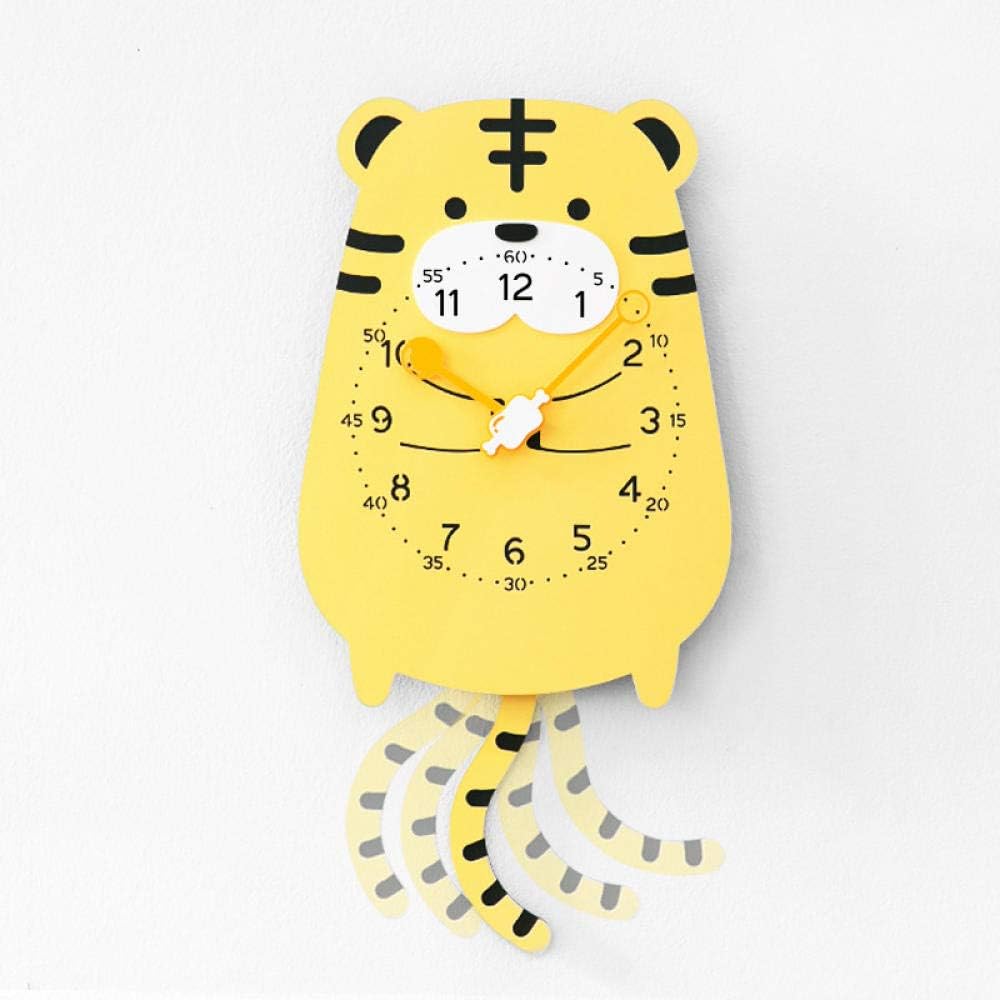 LANKOULI Sala de niños Lindo Reloj de Pared de Columpio de Dibujos