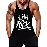 New Fi Gym Men Muscle Sleeveless Shirt Tank Top Cotton Workout Fitness Vest (Black, M)