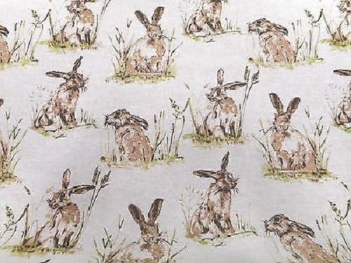 Fat Quarter Hares Popart Panama Linen Look Cotton Quilting Furnishing Fabric