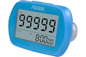 PULIVIA Simple Pedometer 3D Step Counter with 12/24-Hour Clock, Steps Tracker Portable Sport Pedometer with Clip and Lanyard, Step Counter Pedometer for Elder Kids Men Women, Blue