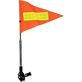 OUNONA Reflective Orange Golf Cart Safety Flag Telescopic Triangle Flag Pole Adjustable for Wheelchair and Mobility Scooter Visibility 11.4X8.3 Inches
