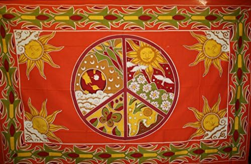 Oma Peace Sign World Peace Tapestry Wall Hanging Decor Meditation Yoga Mat, 84" x 56"