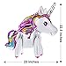 Gejoy 4 Pack 3D Unicorn Balloons Walking Animal Balloons Aluminum Foil Balloons for Birthday Party Baby Shower Decoration Supplies (White)