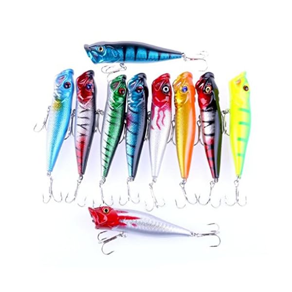 Laimeng9cm-Plastic-Popper-Fishing-Lures-Bass-Top-water-Rattles