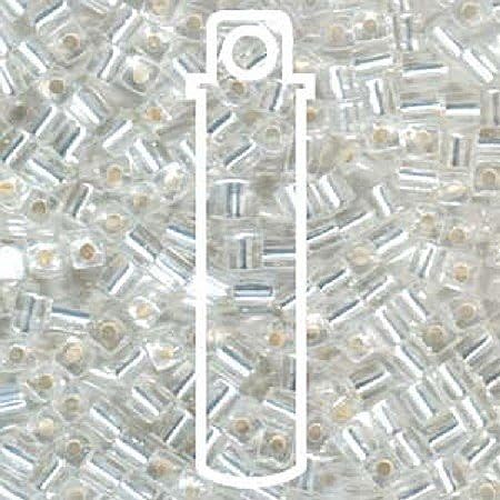 20Gr Crystal Silver Lined Miyuki 4mm Square Cube Glass Seed Beads