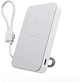 EF ECOFLOW Rapid Mag Power Bank 10,000mAh, Qi2.2 25W Wireless Charging, 0.6'' Slim Magnetic Portable Charger, Built-in USB-C Cable, Qi2 Certified Magsafe-Compatible Battery for iPhone 17/16/15, White