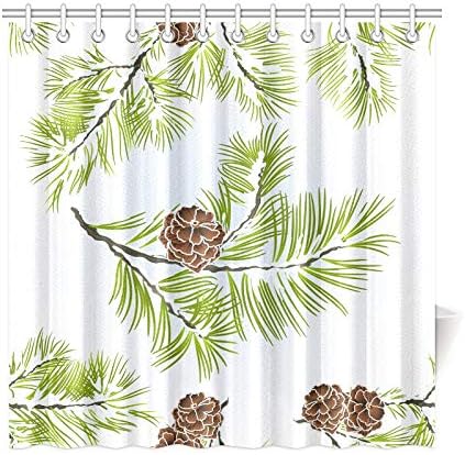 Amazon Com Bluehui Home Decor Bathroom Kitchen Curtains Pine Cones Coniferous Evergreen Tree Polyester Fabric Waterproof Adult Shower Curtain For Bathroom 7272 Inch With Hooks Kitchen Dining
