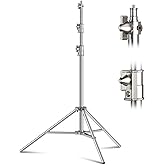 9.2 FT Stainless Steel Photography Stand, Heavy Duty Tripod With 1/4" to 3/8" Screw Adapter for Strobe, LED Video Light, Ring Light, Monolight, Softbox