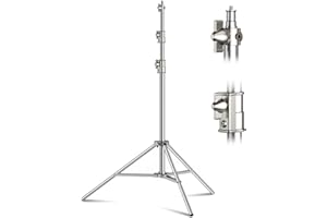 ANAUTIN 9.2 FT Stainless Steel Photography Stand, Heavy Duty Tripod With 1/4" to 3/8" Screw Adapter for Strobe, LED Video Light, Ring Light, Monolight, Softbox