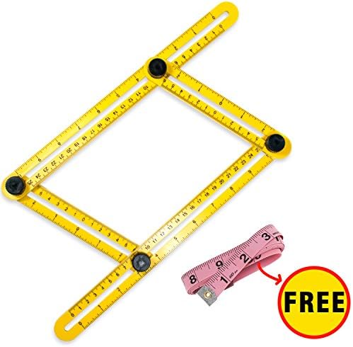 Ponhoza Angleizer Template Tool + FREE a Tape Measure For Hanging Tile,Laying Floors,Cutting Stone,Measuring All Angles and Forms Angle Ruler,for Handymen,Builders,Craftsmen