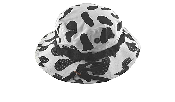 Camo Safari Bucket Hat White Black 