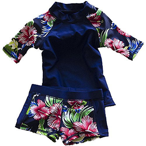 DONA Toddlers & Big Girls Swimsuit Two-Piece Tankini UPF 50+ UV Protective, 1-5 Years (Blue, 2-3T(Height:37.5"-41.3"/95-105cm)/M)