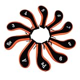 Neoprene Zipper Golf Club Iron Head Covers Iron Covers 10pcs/Set Orange