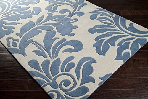 Contemporary Area Rug. Beige, Blue 5' x 8'