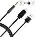 Nylon AUX Adapter 3.5mm, 2 IN 1 Audio Cable USB Charging Plug/3.5mm Audio Cable Lightning Car Aux Charger Adapter for iPhone X, 8, 8 Plus, 7, 7 Plus, Perfect for Car/Home Stereos (Black)