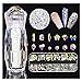 Crystal AB Rhinestones, 1 Bottle of Ultra Mini 1.2mm Micro Rhinestones for 3D Nail Art, Mixed Iridescent AB Crystal Glass Beads with Silver/Gold Flat Back, Glue & Tools Included
