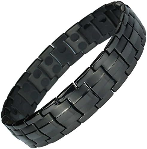 IonTopia Hermes Titanium Magnetic Therapy Bracelet Black with Free Links Removal Tool