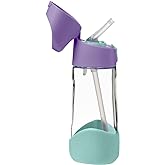 b.box 15oz Tritan Kids Water Bottle – Toddler Drink Bottle with Straw for School, Daycare, Travel w/Easy-Grip Triangular Design, Leak Proof Lid & Handle, BPA Free, Dishwasher Safe (Lilac Pop)