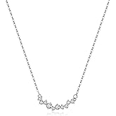 Reffeer Solid 925 Sterling Silver CZ Simulated Diamond Necklace Chain for Women Teens CZ Crystal Pendant Necklace Choker