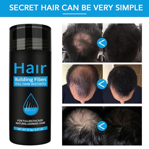 moulis Hair Fibers With Applicator, Hair Strengthening Natural Keratine, Hair Building Hair, Densifier Fiber Powder Spray for (Black)