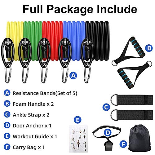 KIKAL-Resistance-Bands-Set-Exercise-Bands-with-Handles-Door-Anchor-Carry-Bag-Legs-Ankle-Straps-for-Resistance-Training-Physical-Therapy-Home-Workout-Yoga-Pilates