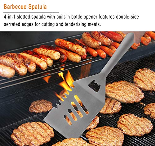 grilljoy 6pc Heavy Duty BBQ Grilling Tools Set - Extra Thick Stainless Steel Grilling Accessories with Black Portable Bag. Perfect BBQ Grill Set Gifts for Men Dad on Father's Day Birthday - Thumbnail 2