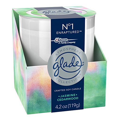 Glade Crafted Soy Candle, Air Freshener, Enraptured, Jasmine Cedarwood, 4.2 oz