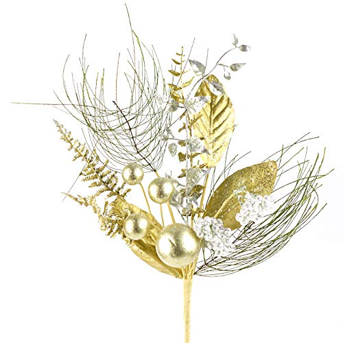 Metallic Pine and Ball Ornament Spray | for Indoor Decor