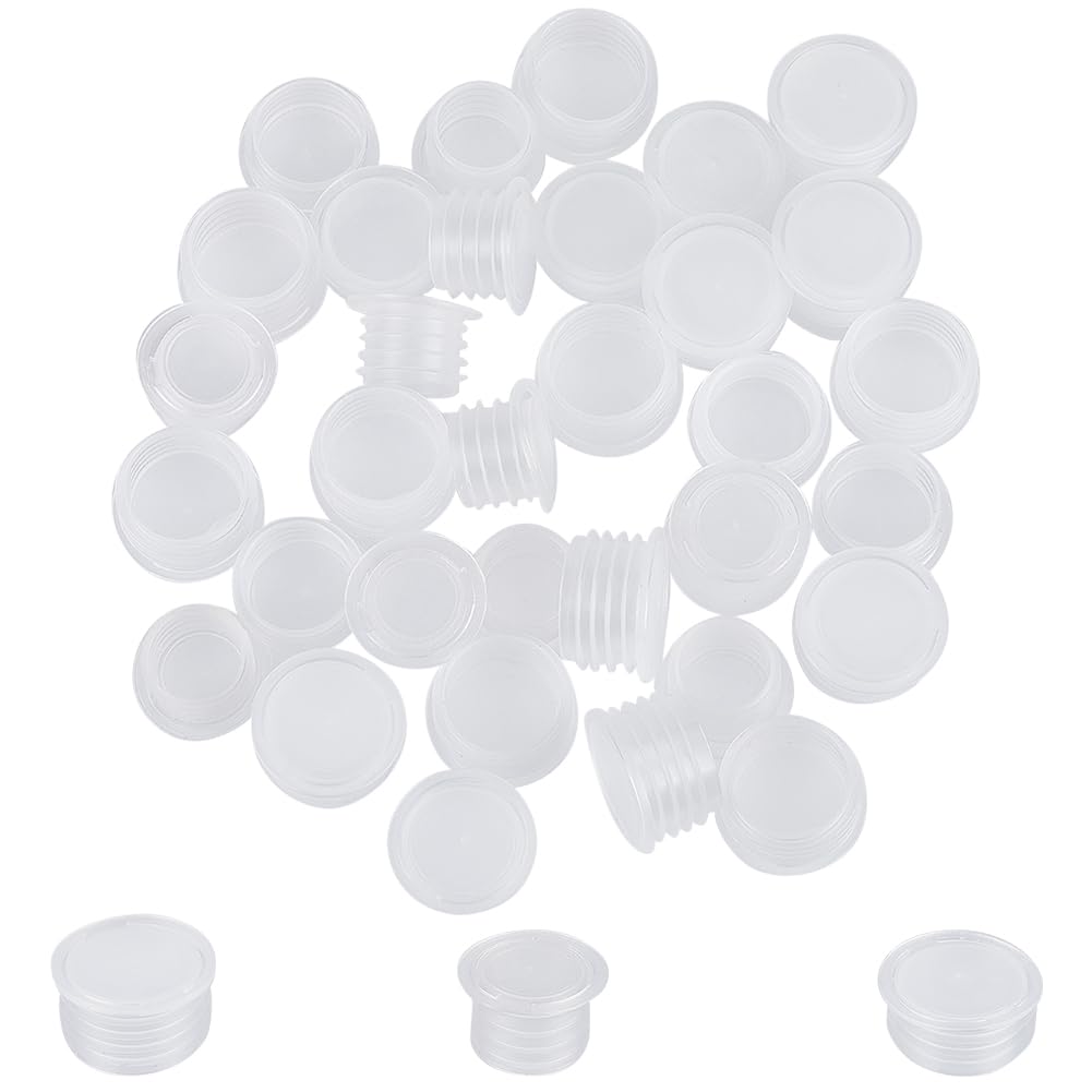 GORGECRAFT 60Pcs 3 Sizes Clear Plastic Stopper with Pull Tab Salt and Pepper Shaker Stoppers Replacement Column End Covers 15mm 19mm 19.5mm Inner Diameter Reusable Bottle Plug for Pots Bottles Pipes