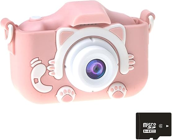 MINGMIN DZ Camera for children Dual Lens USB Charging 2 0 inch Screen Kids Camera Mini Digital 12MP Photo Children Camera With Protective Case Birthday Gift Camera for children Color Pink cat 32G