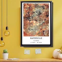 Naperville Map Poster, Illinois Map Art Poster, Map