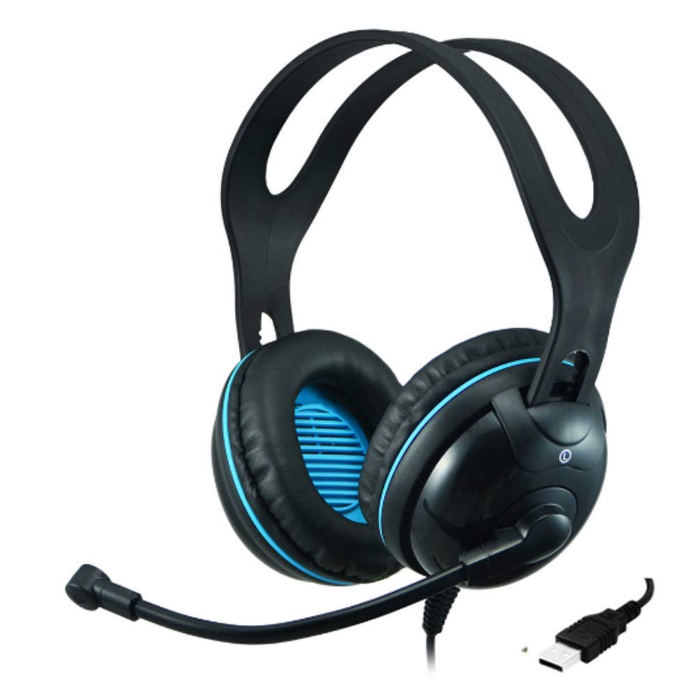 Andrea EDU-455 USB Over-Ear (Circumaural) Stereo Headset, Black, Large cup, adjustable headband, C1-1027600-1