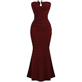 Milumia Women's Ruched Strapless Tube Dress Ring Fishtail Bodycon Maxi Going Out Dresses