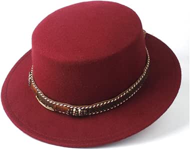 Sombrero Mujeres Hombres Flat Top Fedora Sombrero con ala ancha