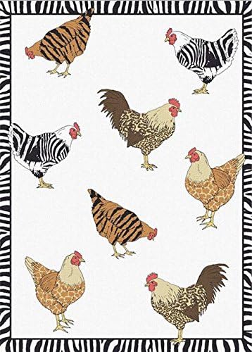 Mierco Fine European Linens 3Rooster Black Border Cotton/Linen blend Tea Towel Design Table Topper, 20 by 28-Inch, Rooster Black Border