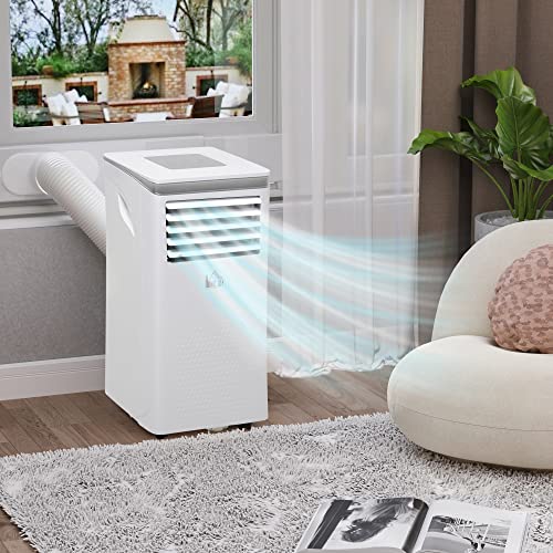 HOMCOM 10000 BTU Mobile Portable Air Conditioner for Home Office Cooling, Dehumidifier, and Ventilating with Remote Control, White