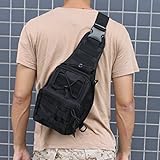 AGPTEK Outdoor Tactical Shoulder Backpack, Military & Sport Bag Pack Daypack for Camping, Hiking, Trekking, Rover Sling (Black/Green/Yellow)