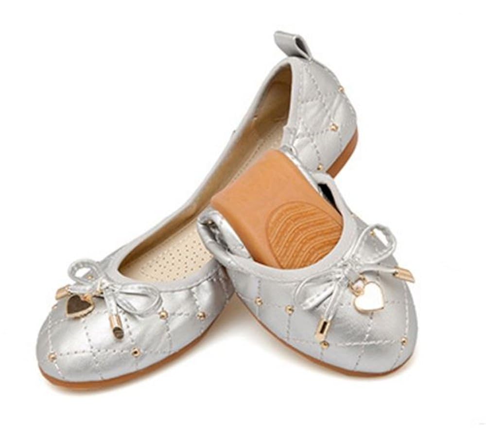 silver foldable ballet flats