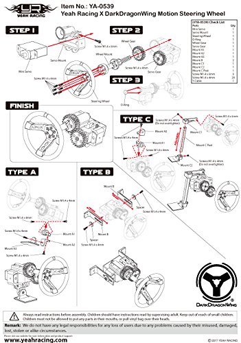 Yeah Racing X DarkDragonWing Motion Steering Wheel For 1:10 Touring Drift RC Car #YA-0539