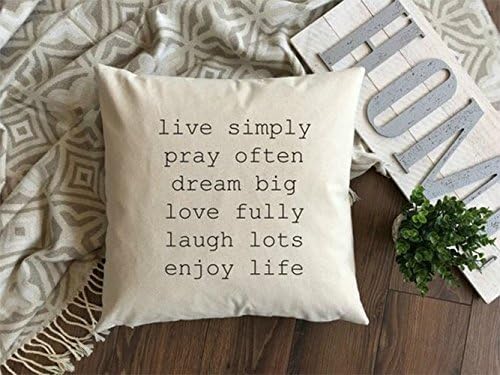Live Simply Pillow Cover | Quote Pillow Cover | Positive Thinking Pillowcase | Pray Often Dream BIg Pillow Cover | Laugh Lots Enjoy Life Pillow Cover