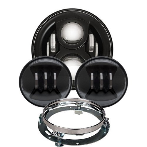 Eagle Lights LED Headlight Kit - Black Generation 2 7" Round Daymaker with Matching Passing Lights and Adapter Ring
