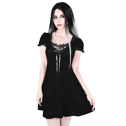 Killstar Samt Babydoll Kleid - Heather